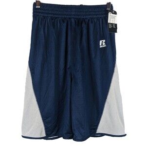 Mens Medium Reversible Basketball Shorts Blue Gray Russell No Pockets